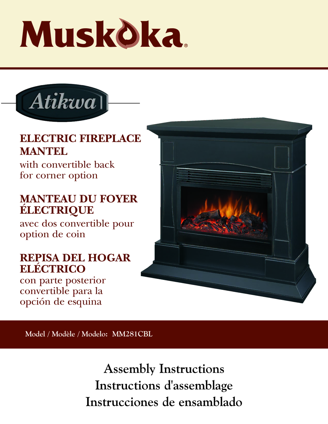 Greenway Home Products MM281CBL manual Electric Fireplace Mantel 