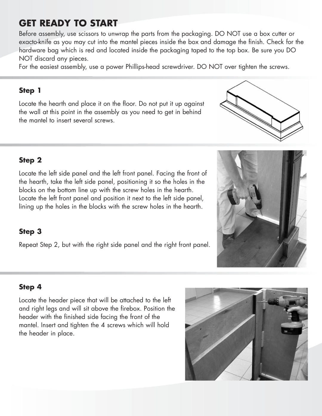 Greenway Home Products MM281CBL manual GET Ready to Start, Step 