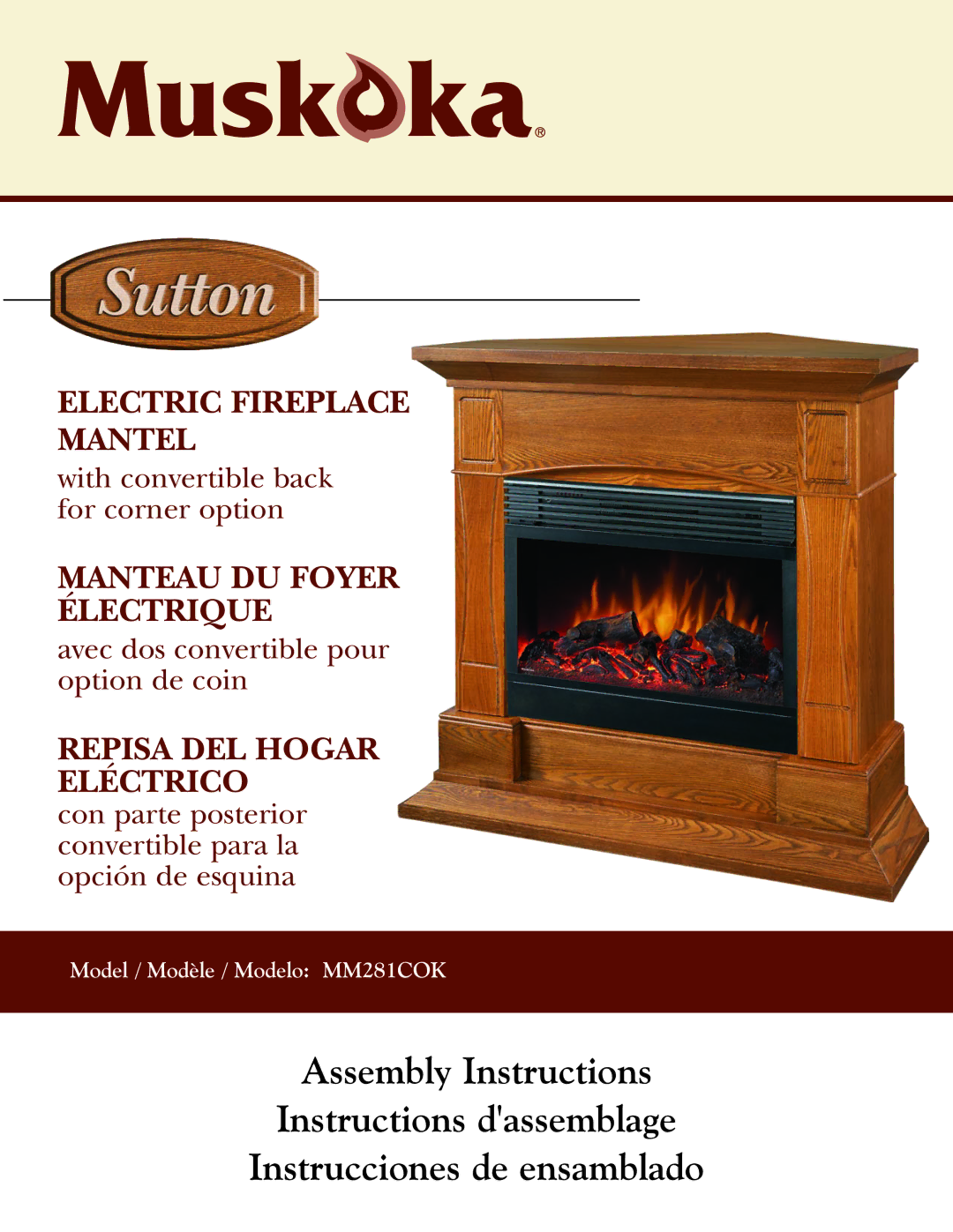 Greenway Home Products MM281COK manual Electric Fireplace Mantel 