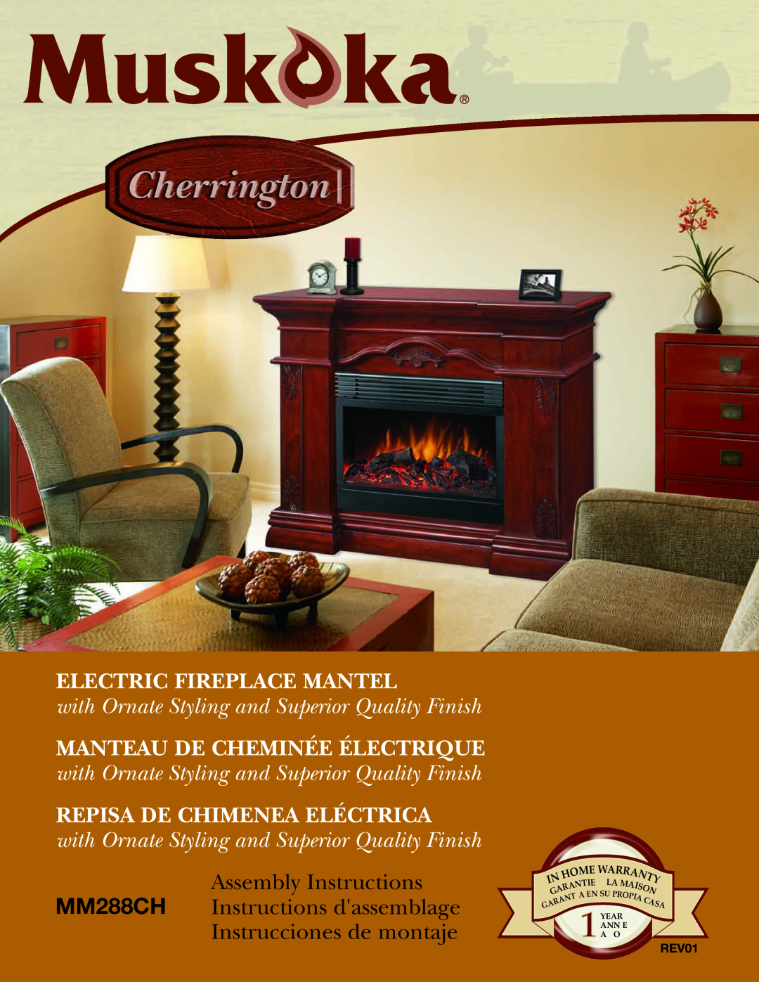Greenway Home Products MM288CH warranty Electric Fireplace Mantel, with Ornate Styling and Superior Quality Finish, REV01 