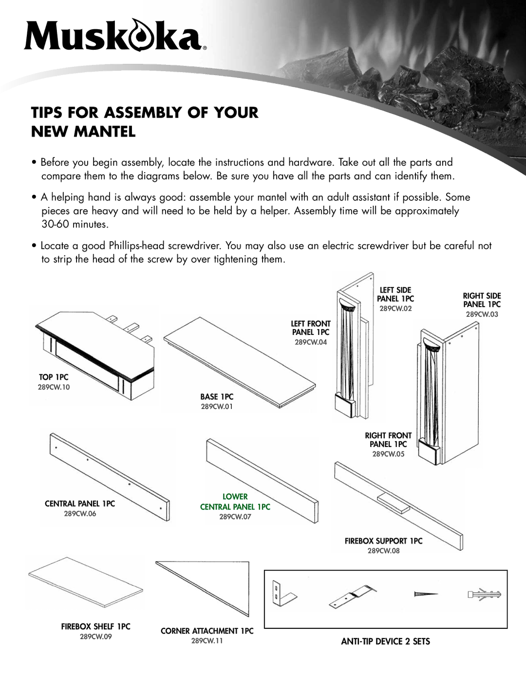 Greenway Home Products MM289CW manual Tips for Assembly of Your NEW Mantel 