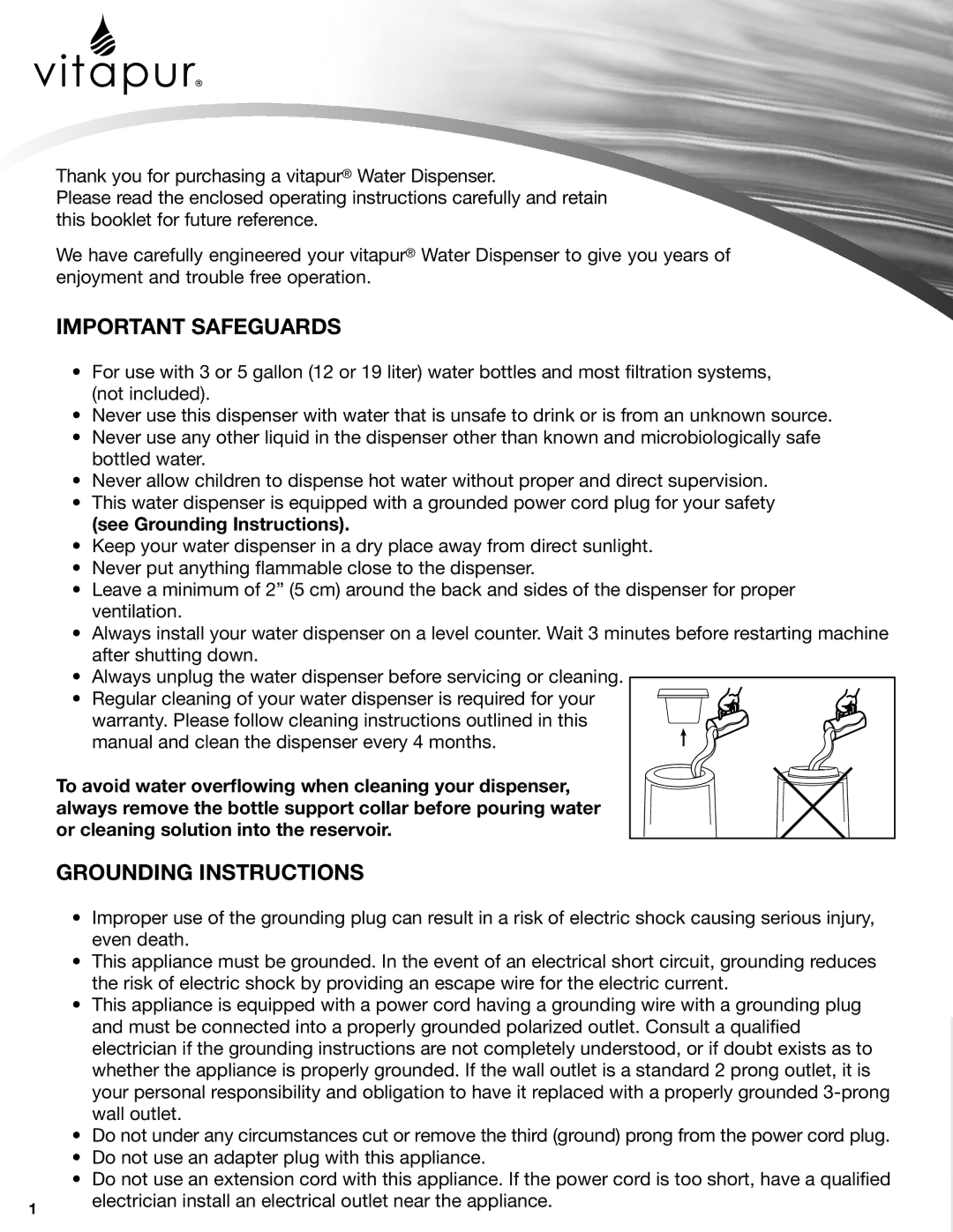 Greenway Home Products VWD2636W-1, VWD2636BLK-1, VWD2636RED-1 manual Important Safeguards, See Grounding Instructions 