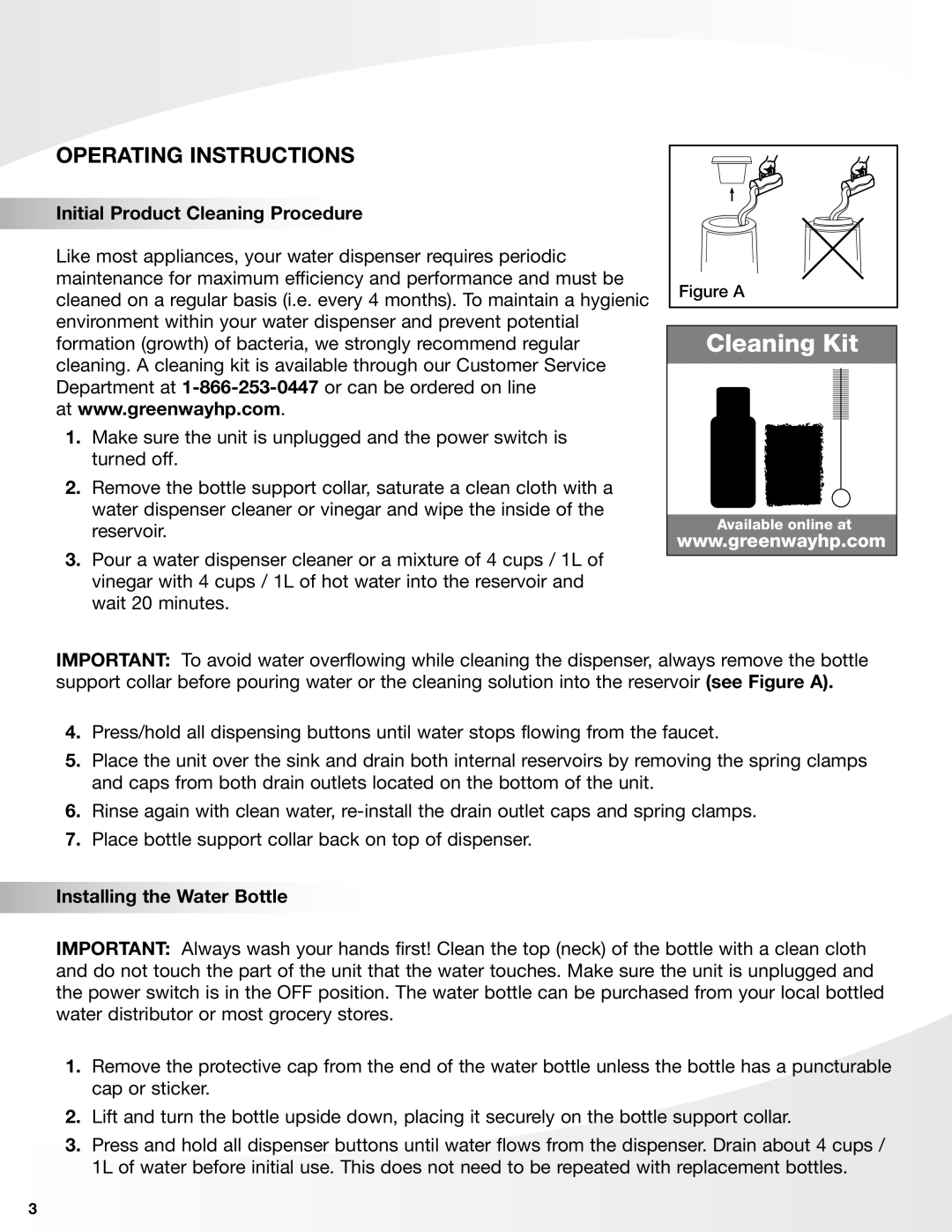 Greenway Home Products VWD2636RED-1, VWD2636BLK-1, VWD2636W-1 Operating Instructions, Initial Product Cleaning Procedure 