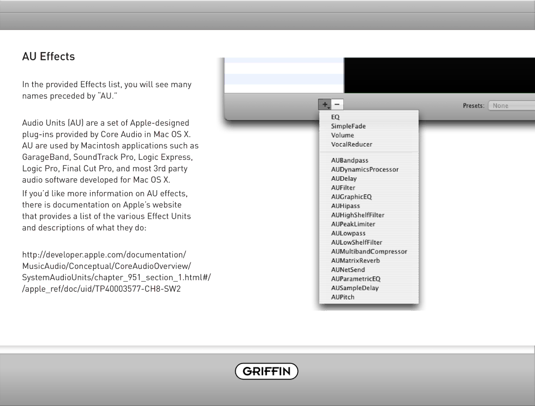 Griffin Technology Final Vinyl 2.5 user manual AU Effects 