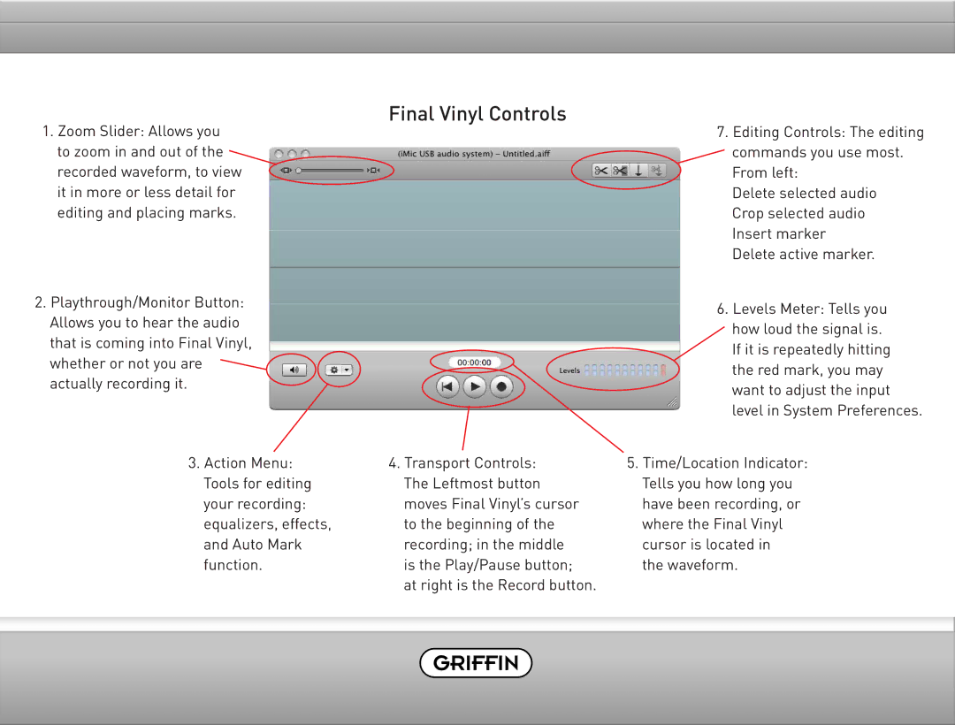 Griffin Technology Final Vinyl 2.5 user manual Final Vinyl Controls 