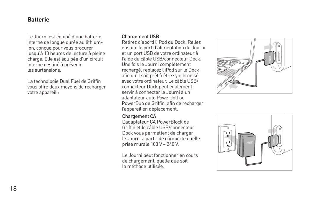 Griffin Technology Personal Mobile Speaker System quick start Batterie, La méthode utilisée 