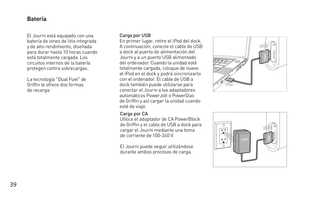 Griffin Technology Personal Mobile Speaker System quick start Batería 