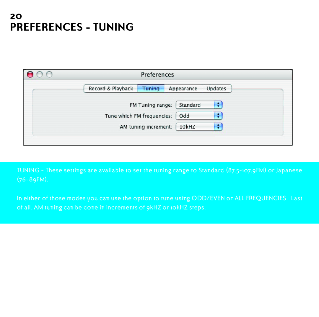 Griffin Technology shark 2.0 manual Preferences Tuning 