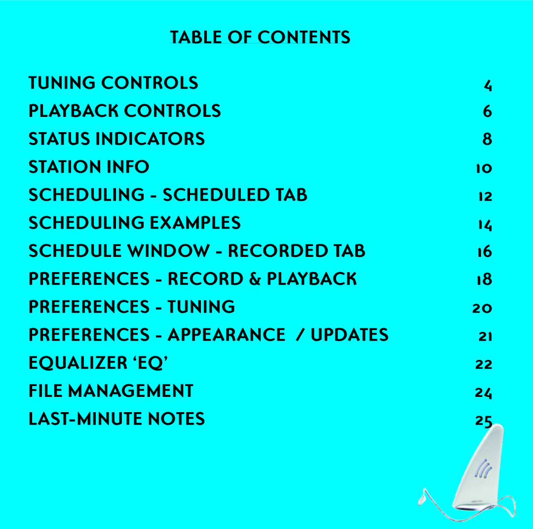 Griffin Technology shark 2.0 manual Table of Contents Tuning Controls 