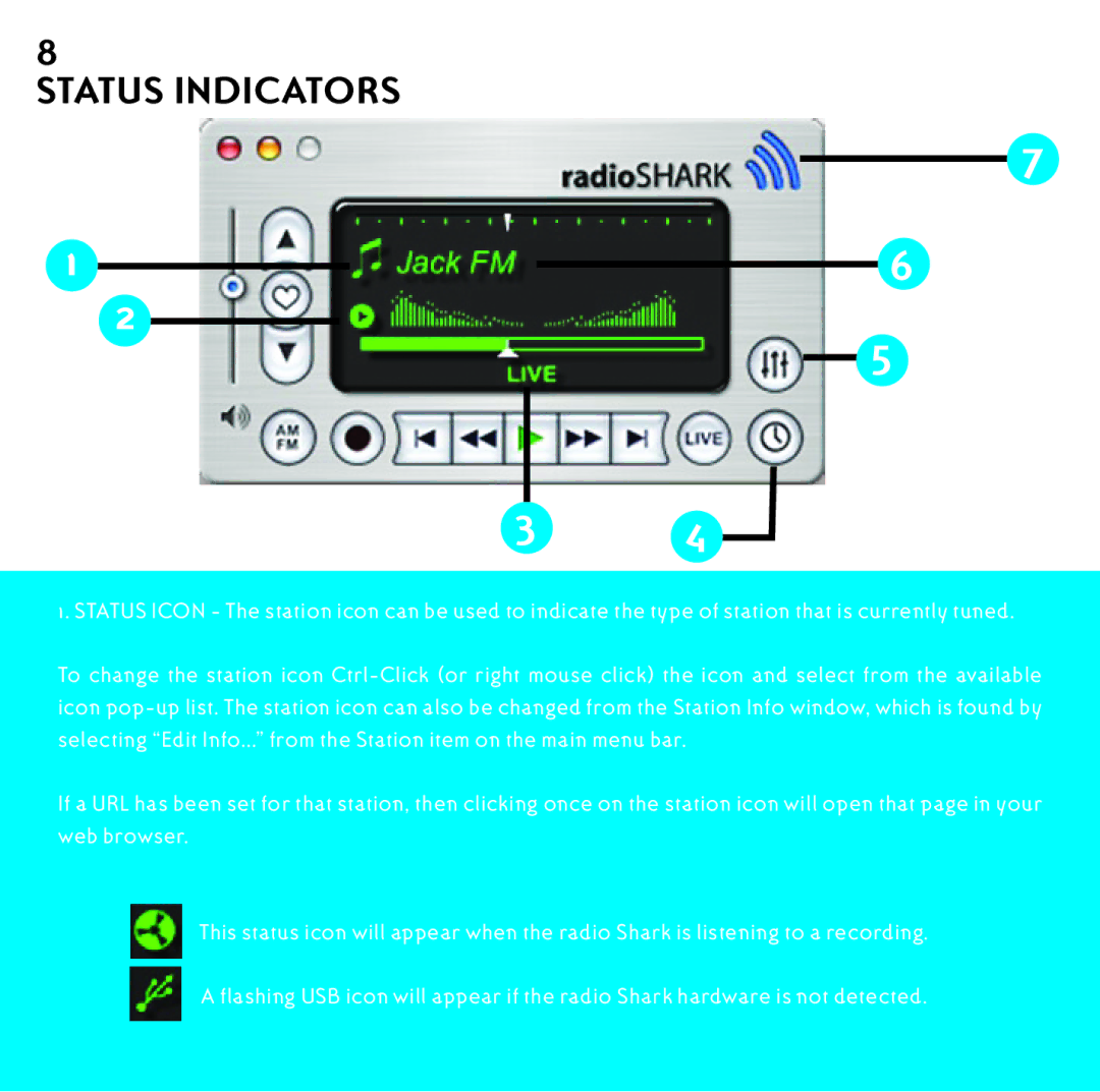 Griffin Technology shark 2.0 manual Status Indicators 