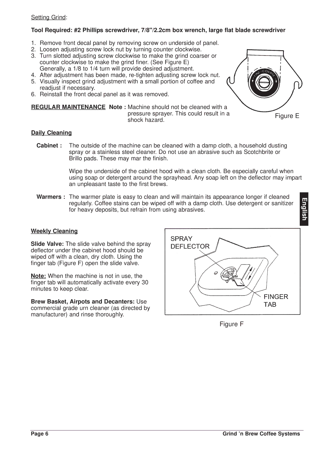 Grindmaster 20, 21, 10 instruction manual Figure E 