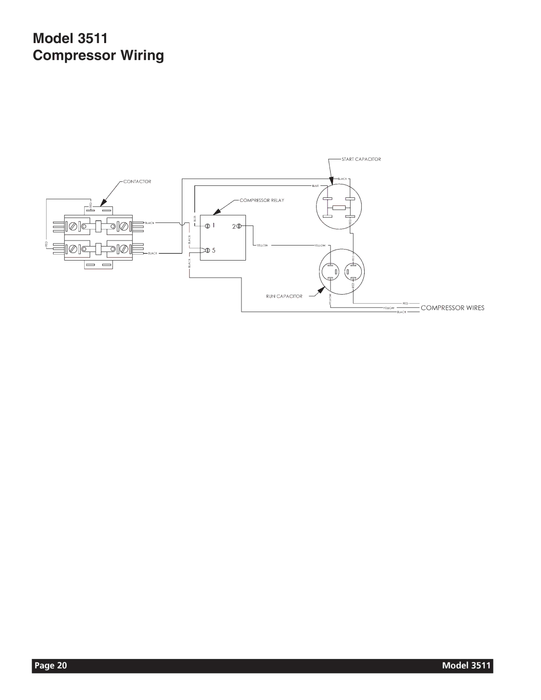 Grindmaster manual Model 3511 Compressor Wiring 