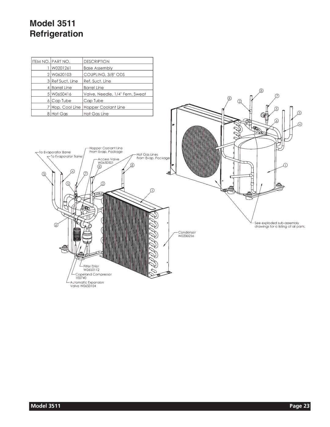 Grindmaster manual Model 3511 Refrigeration 