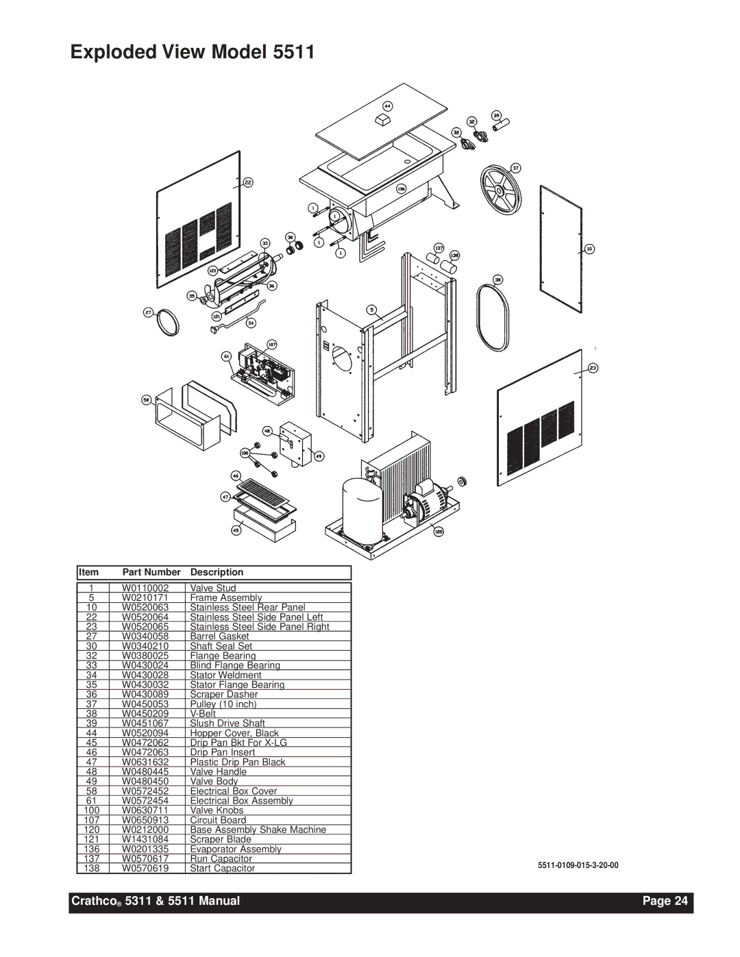 Grindmaster 5311, 5511 instruction manual Part Number Description 