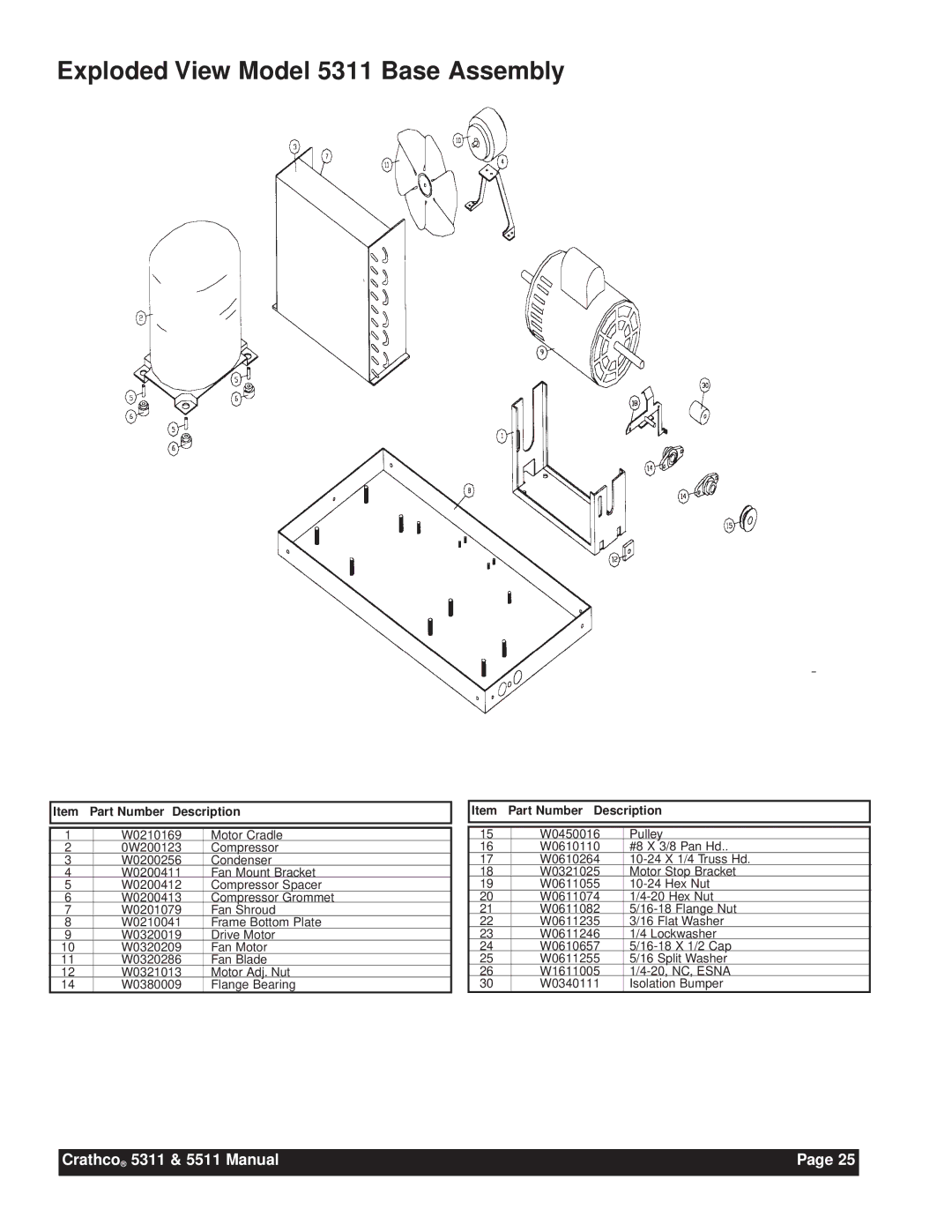 Grindmaster 5511 instruction manual Exploded View Model 5311 Base Assembly 