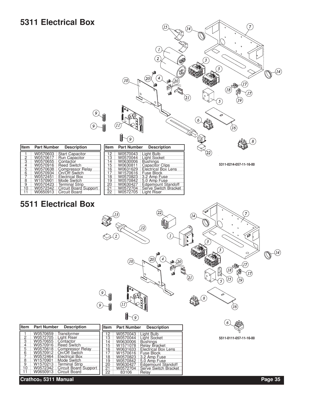 Grindmaster 5511, 5311 instruction manual Electrical Box 