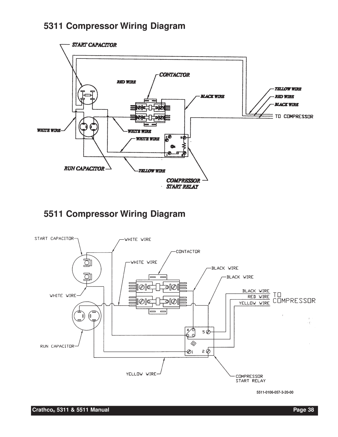 Grindmaster instruction manual Compressor Wiring Diagram, Crathco 5311 & 5511 Manual, Page, 5511-0106-057-3-20-00 
