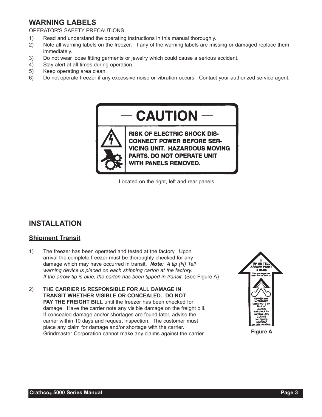 Grindmaster 5311, 5941, 5511, 5711 instruction manual Shipment Transit, Operators Safety Precautions 