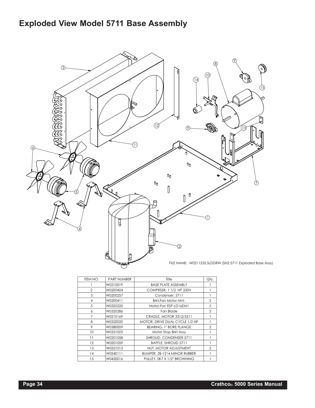 Grindmaster 5941, 5511, 5311 instruction manual Exploded View Model 5711 Base Assembly 