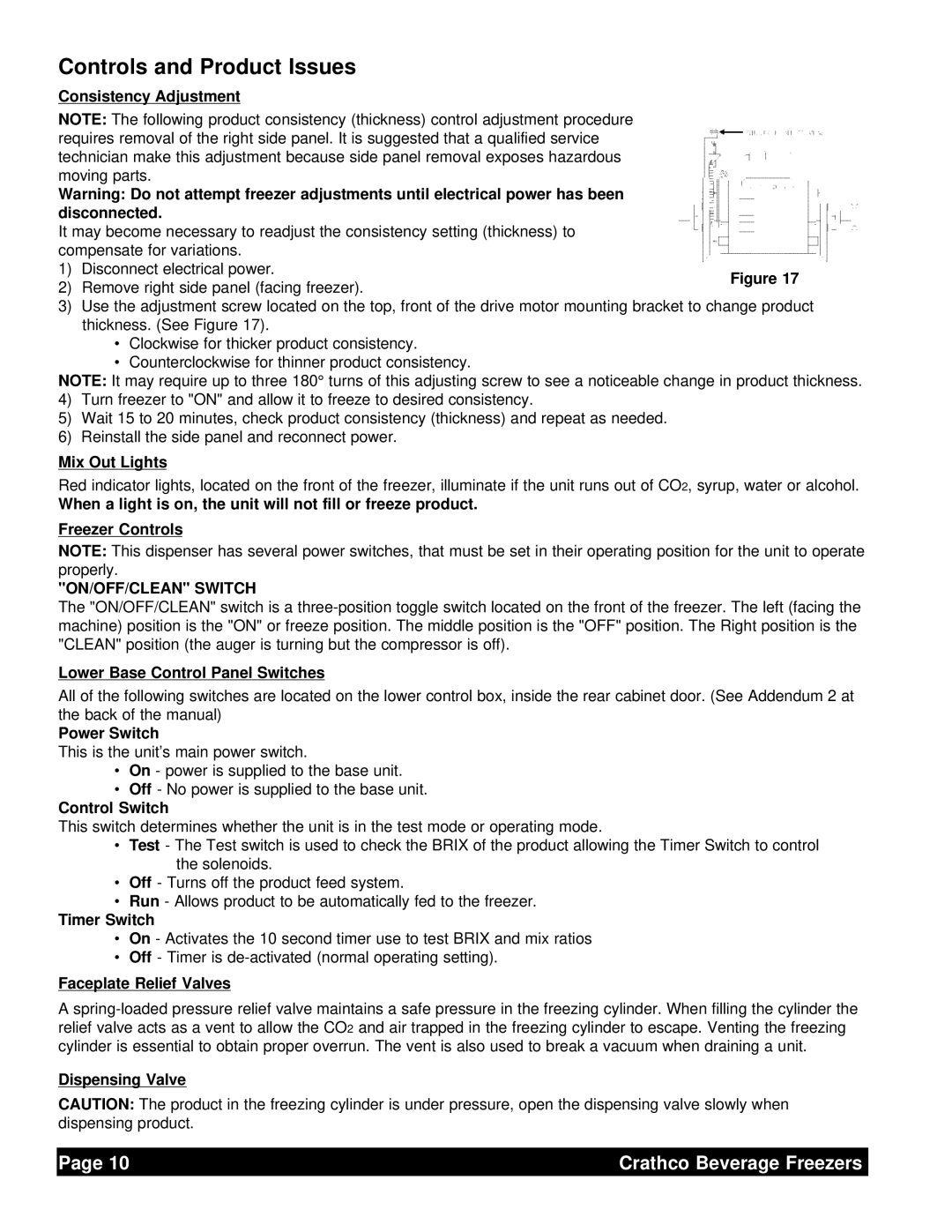 Grindmaster 6321L service manual Controls and Product Issues 