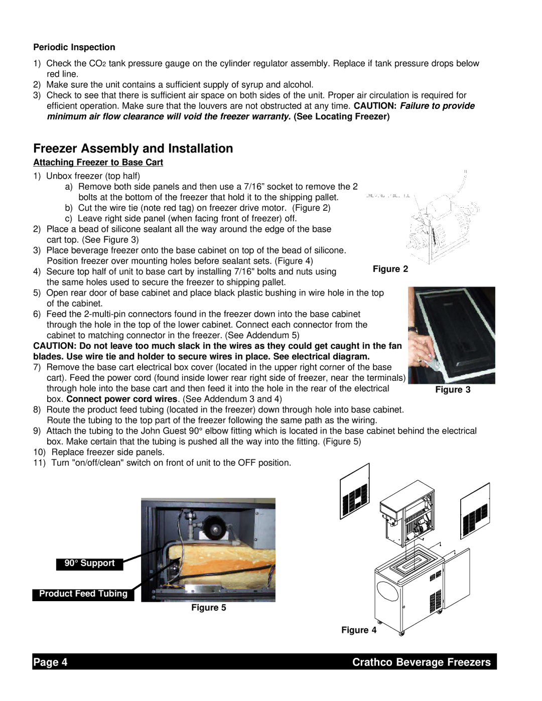 Grindmaster 6321L service manual Freezer Assembly and Installation, Periodic Inspection, Attaching Freezer to Base Cart 