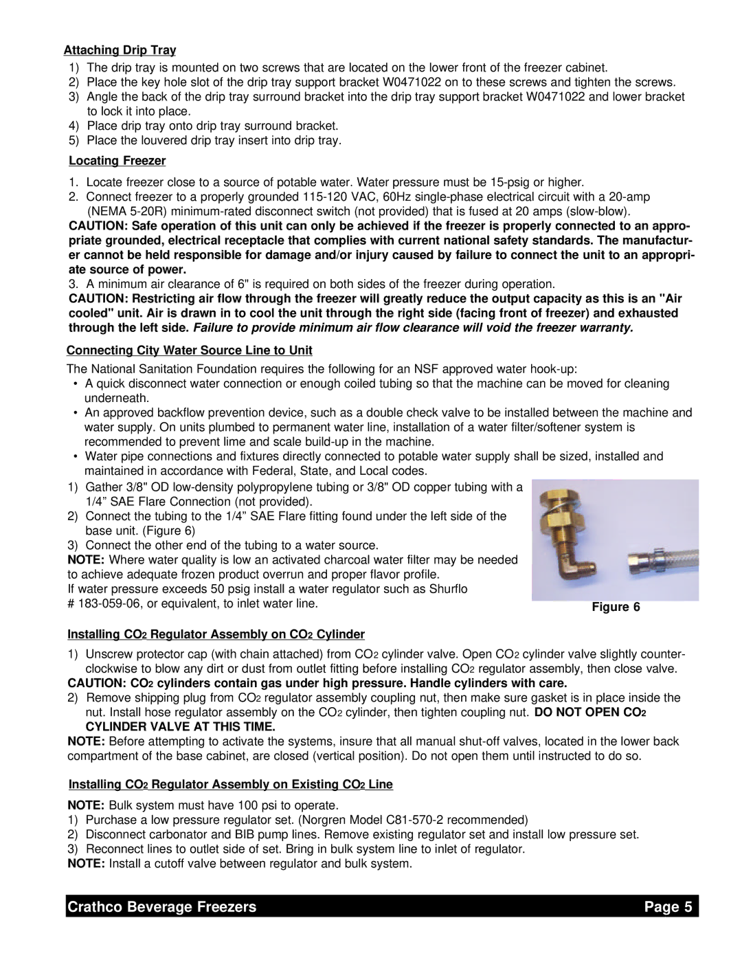 Grindmaster 6321L service manual Attaching Drip Tray, Locating Freezer, Connecting City Water Source Line to Unit 