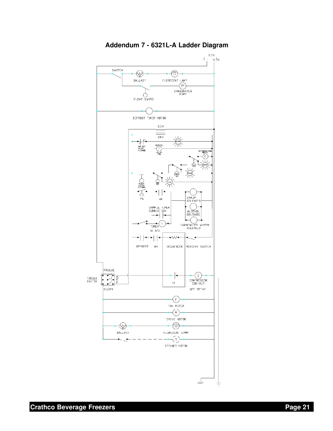 Grindmaster service manual Addendum 7 - 6321L-A Ladder Diagram, Crathco Beverage Freezers, Page 