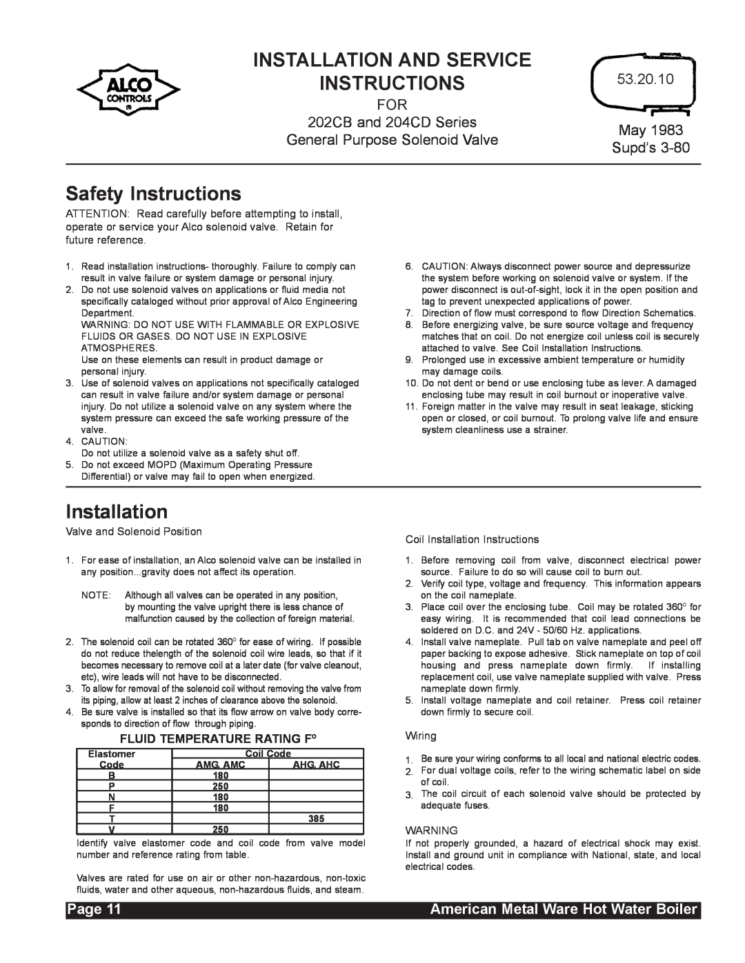 Grindmaster 815 INSTALLATION AND SERVICE INSTRUCTIONS53.20.10, Safety Instructions, Installation, Page, Wiring, Coil Code 