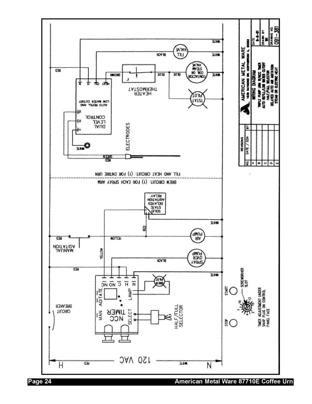 Grindmaster service manual American Metal Ware 87710E Coffee Urn 