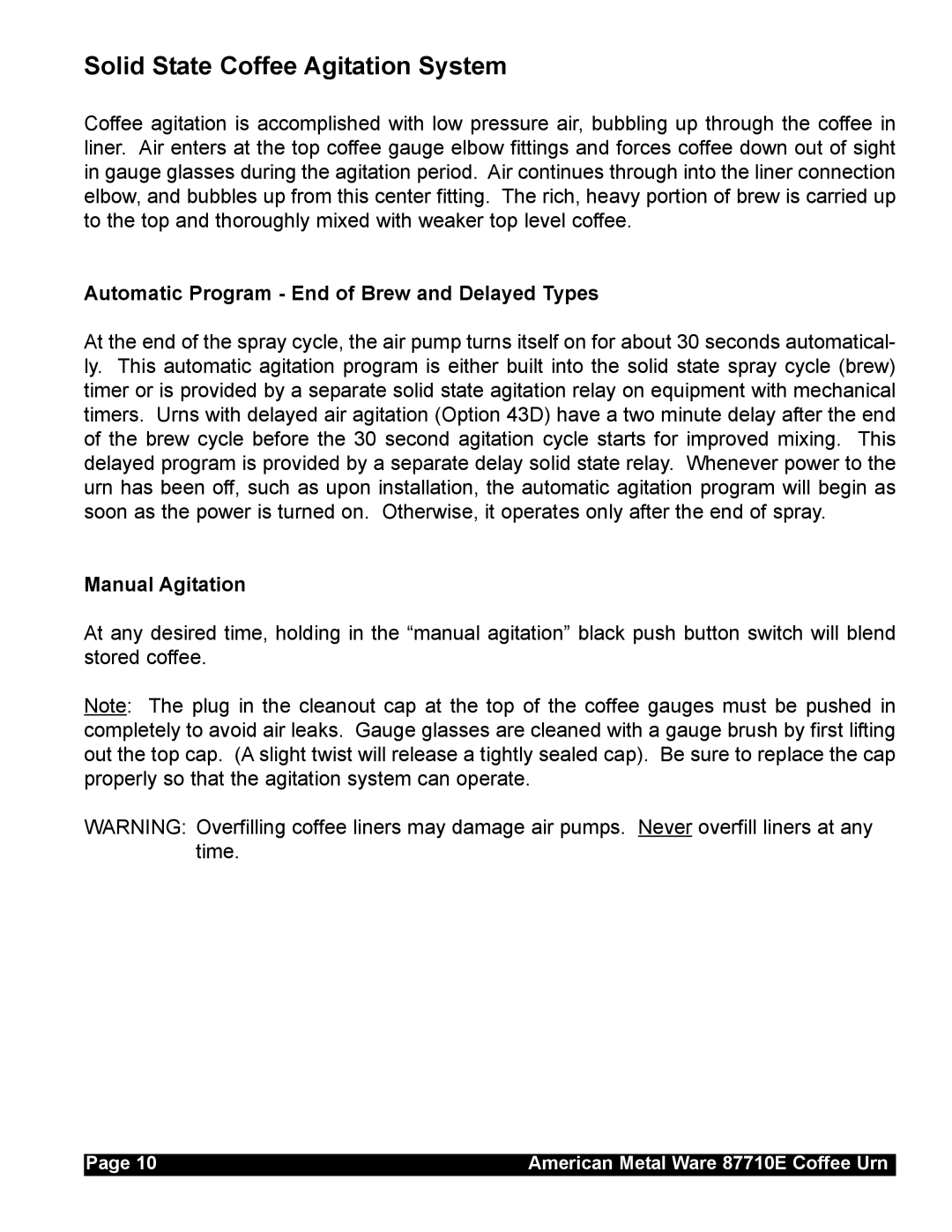 Grindmaster 87710 Solid State Coffee Agitation System, Automatic Program End of Brew and Delayed Types, Manual Agitation 