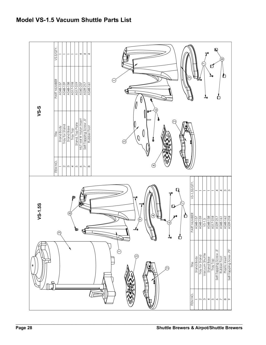 Grindmaster AM-344-04 instruction manual Shuttle Brewers, Airpot/Shuttle 