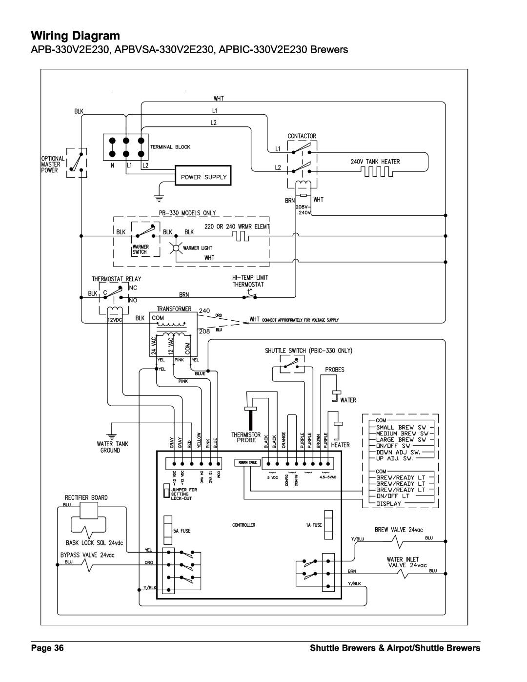 Grindmaster APBIC-430V2, APBVSA-430V2 APB-330V2E230, APBVSA-330V2E230, APBIC-330V2E230 Brewers, Wiring Diagram, Page 