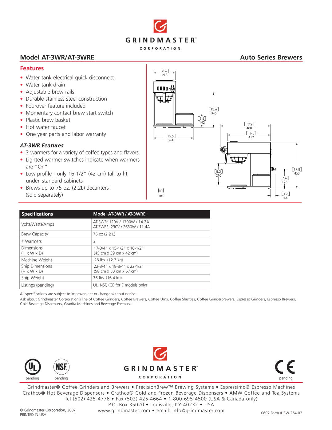 Grindmaster manual Model AT-3WR/AT-3WRE 