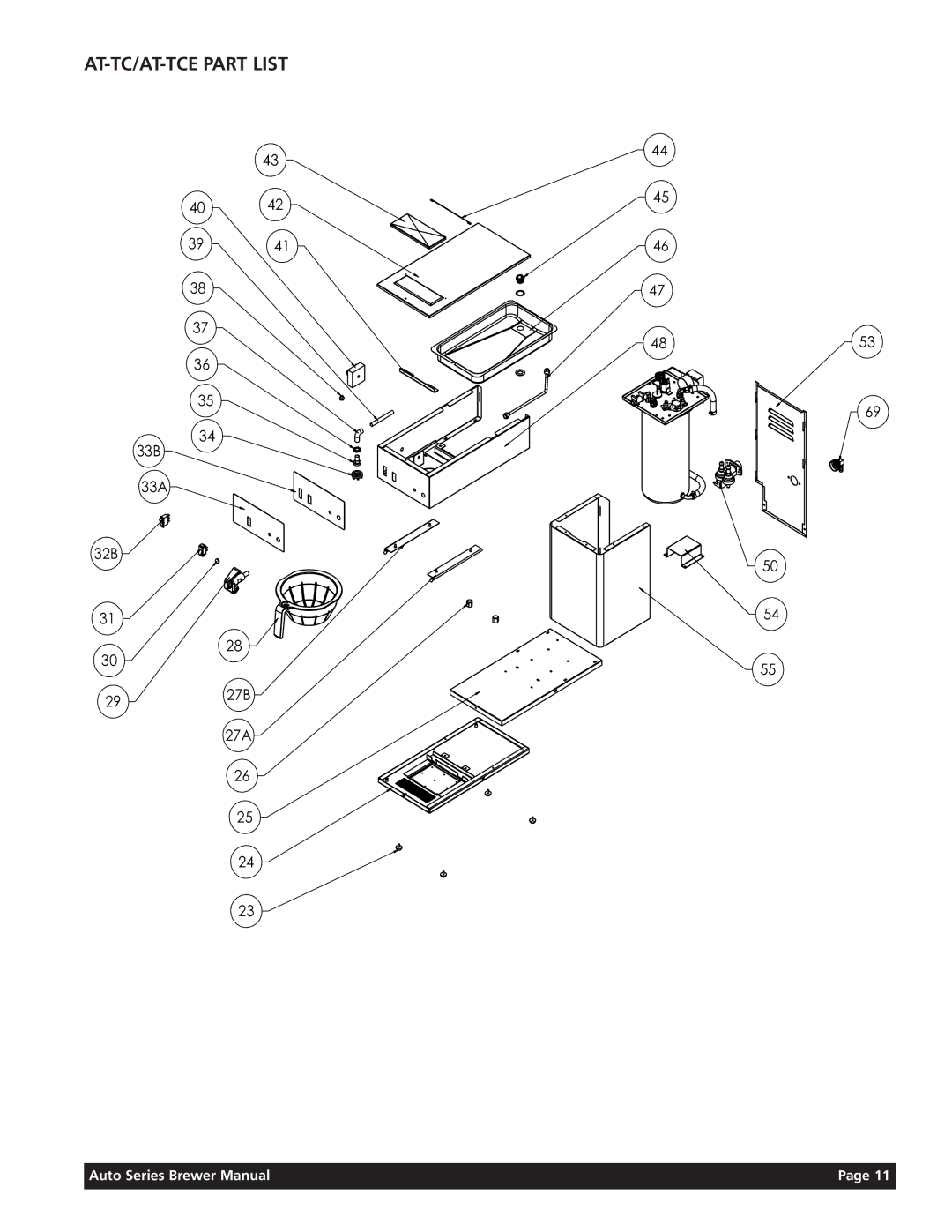 Grindmaster AT-2W/AT-2WE, AT-AP/AT-APE, AT-3WR/AT-3WRE service manual AT-TC/AT-TCE Part List 