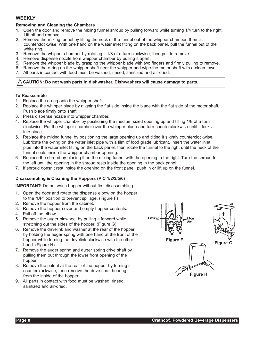 Grindmaster CC-302-20 service manual Weekly 