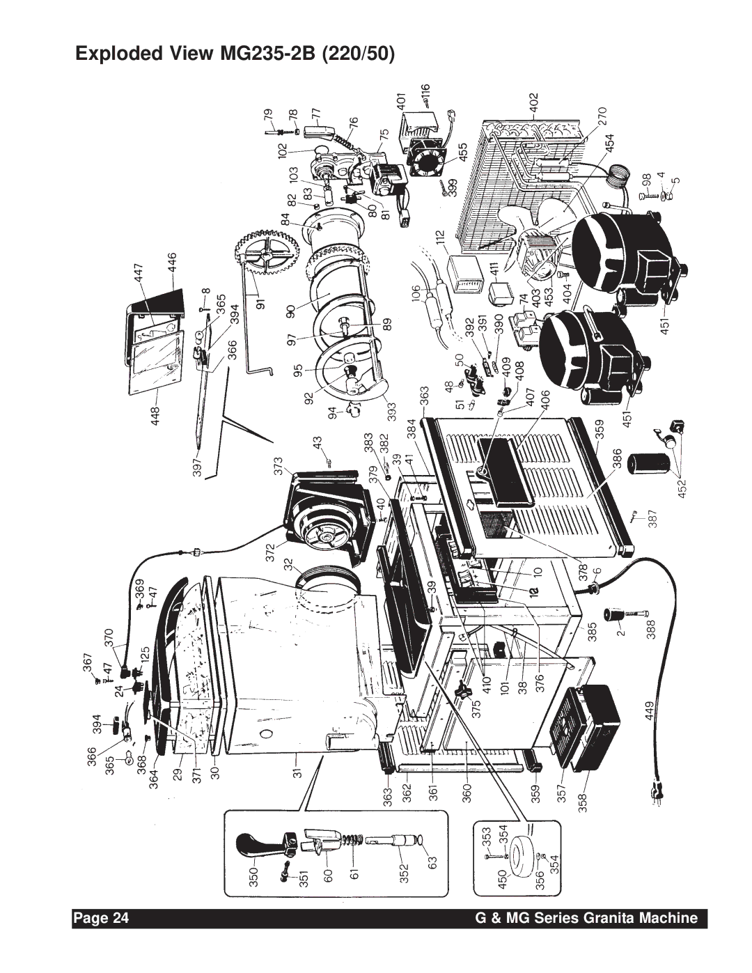 Grindmaster G & MG Series instruction manual Exploded View MG235-2B 220/50 