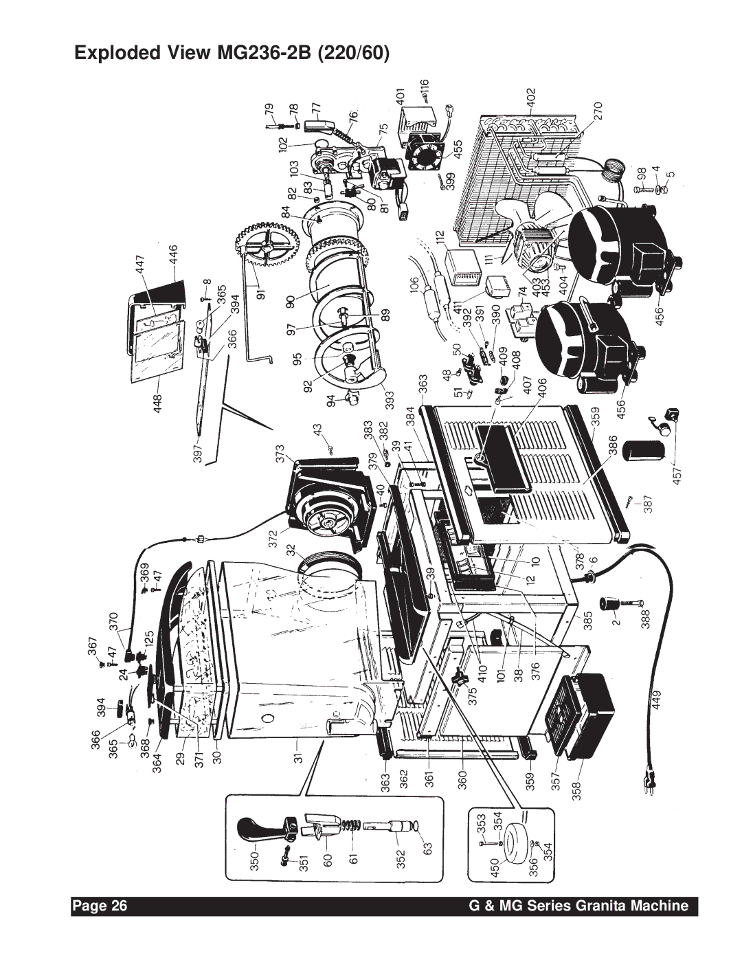 Grindmaster G & MG Series instruction manual Exploded View MG236-2B 220/60 