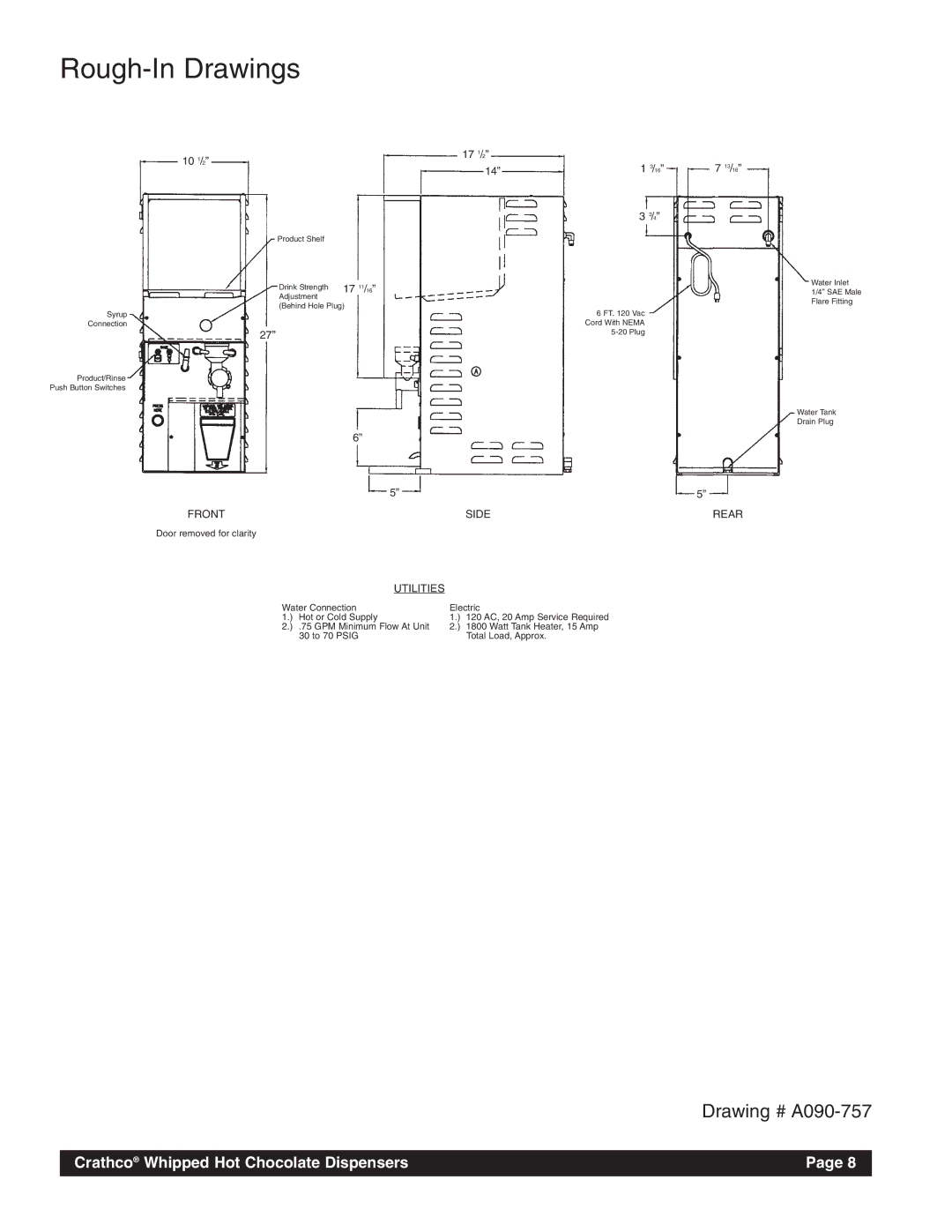 Grindmaster HC-2 instruction manual Rough-In Drawings, 10 1 17 1 