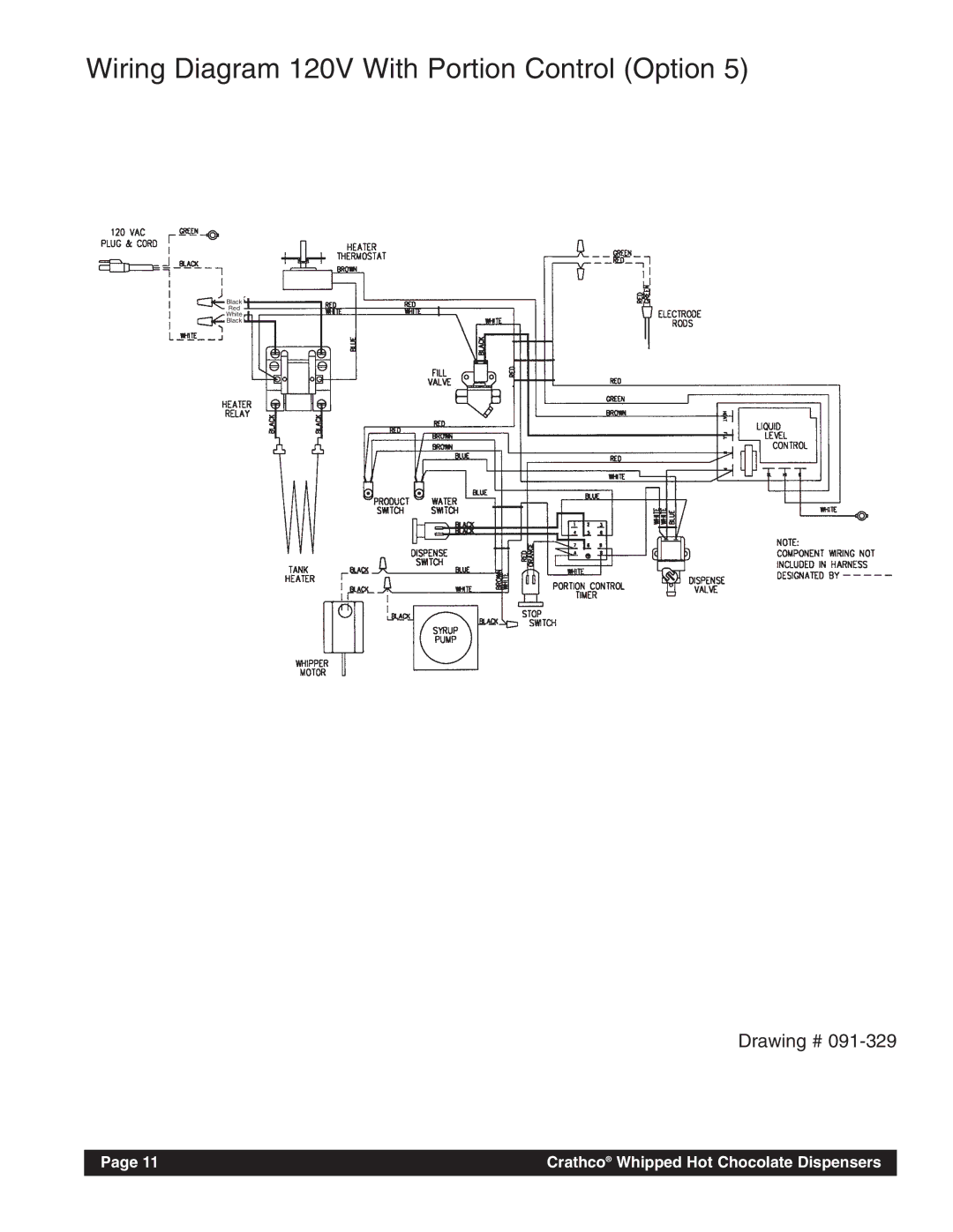 Grindmaster HC-2 instruction manual Wiring Diagram 120V With Portion Control Option 