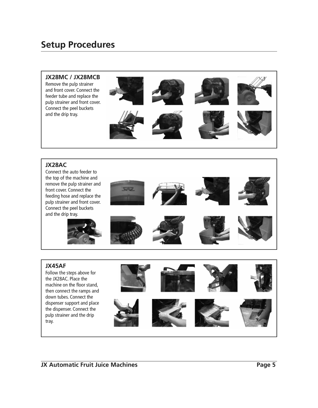 Grindmaster JX15MC, JX15ACS, JX45AFR operation manual JX28MC / JX28MCB, JX28AC 