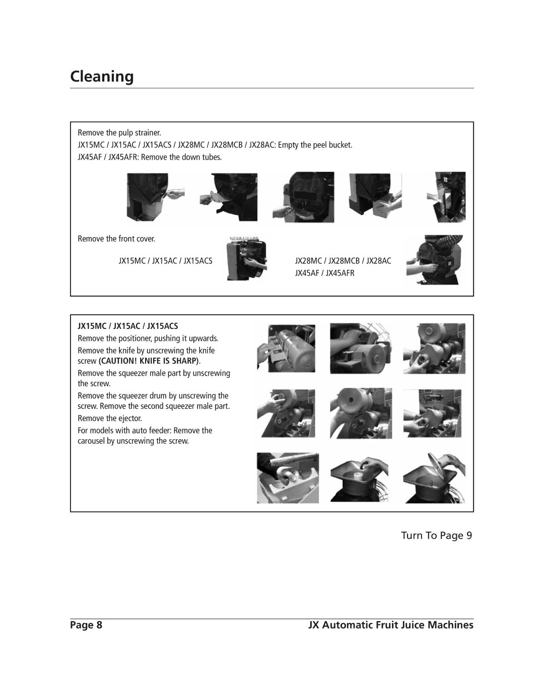 Grindmaster JX28MCB, JX45AFR, JX28AC operation manual JX15MC / JX15AC / JX15ACS 