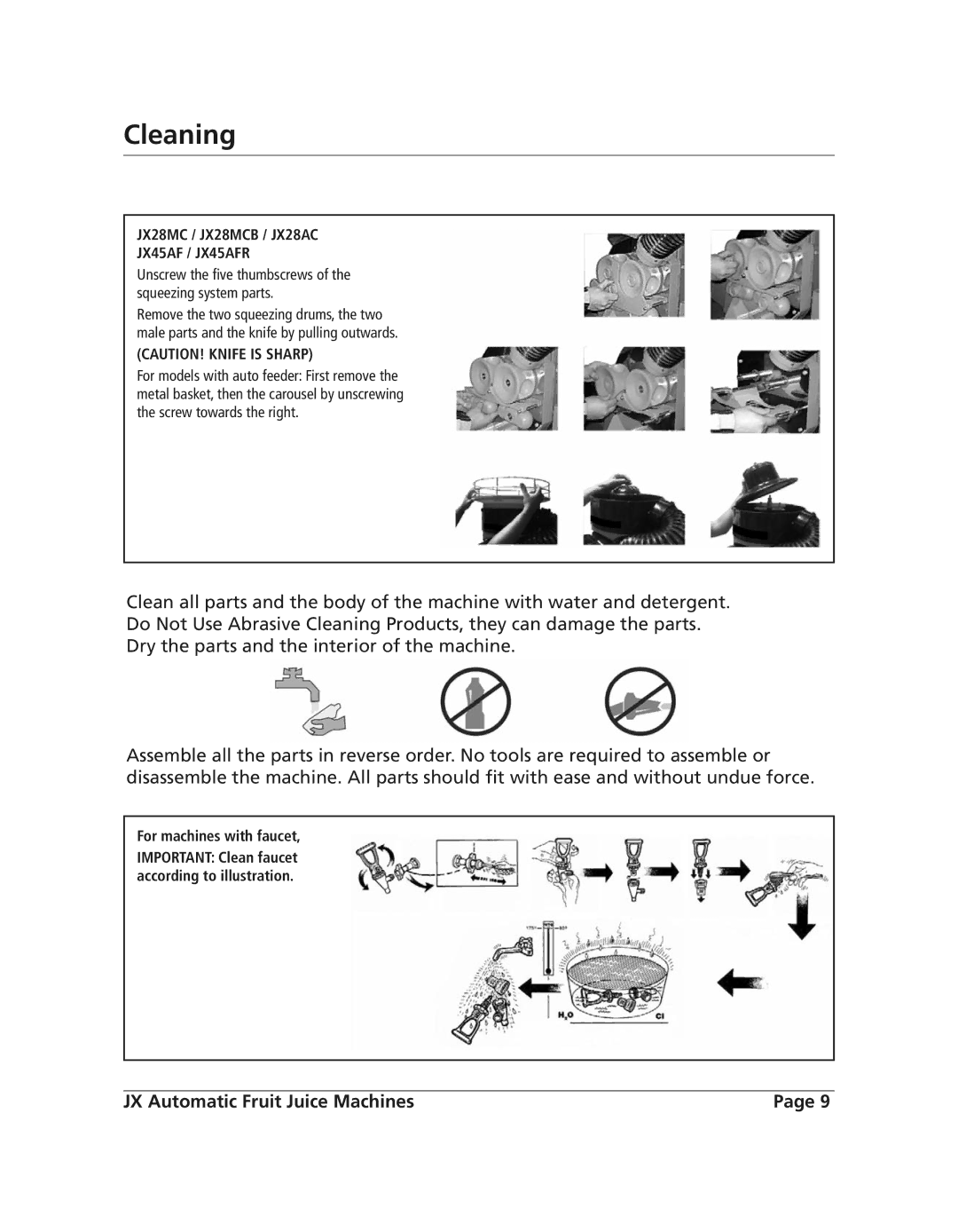 Grindmaster JX15MC, JX15ACS operation manual JX28MC / JX28MCB / JX28AC JX45AF / JX45AFR 