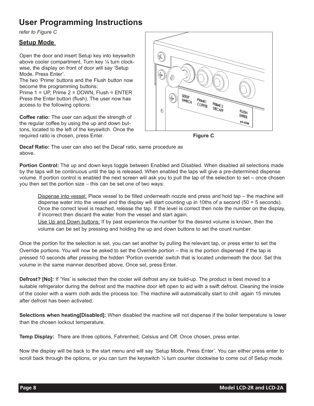 Grindmaster LCD-2A, LCD-2R instruction manual User Programming Instructions 