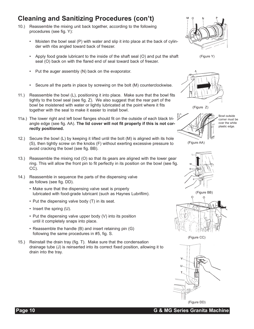 Grindmaster MG236-2B, MG23-2B, MG235-2B instruction manual Cleaning and Sanitizing Procedures con’t, Rectly positioned 