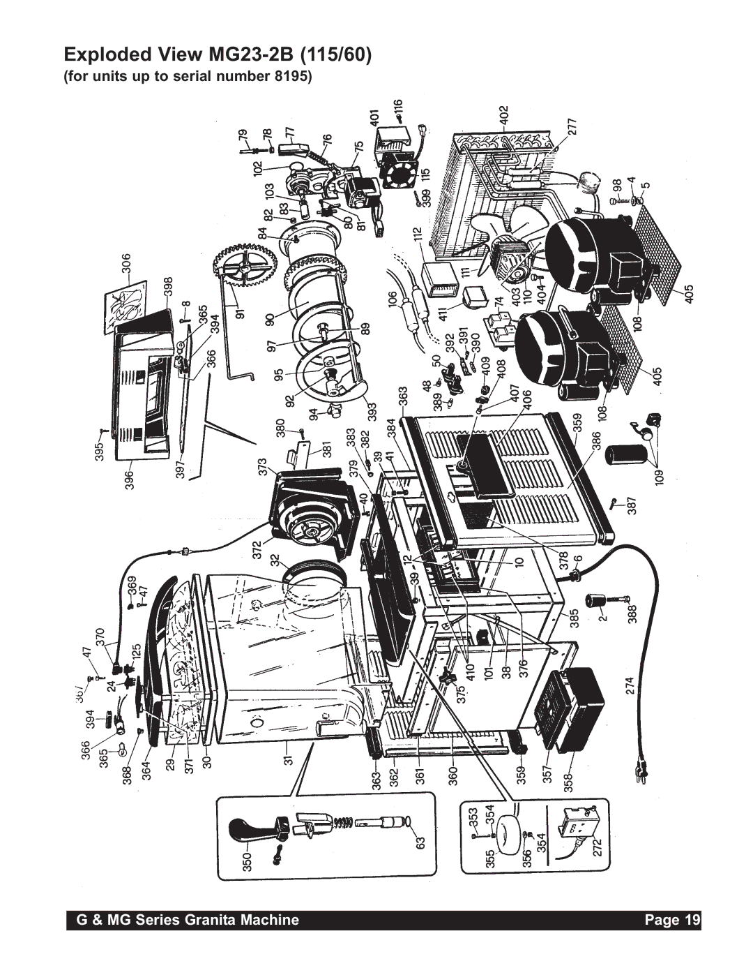 Grindmaster MG236-2B, MG235-2B instruction manual Exploded View MG23-2B 115/60, For units up to serial number 