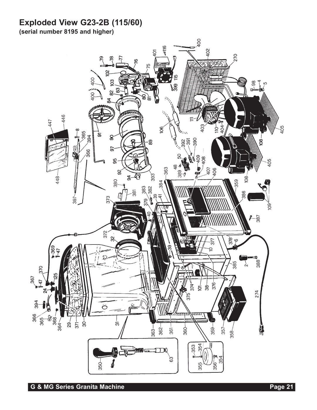 Grindmaster MG236-2B, MG23-2B, MG235-2B instruction manual Serial number 8195 and higher 