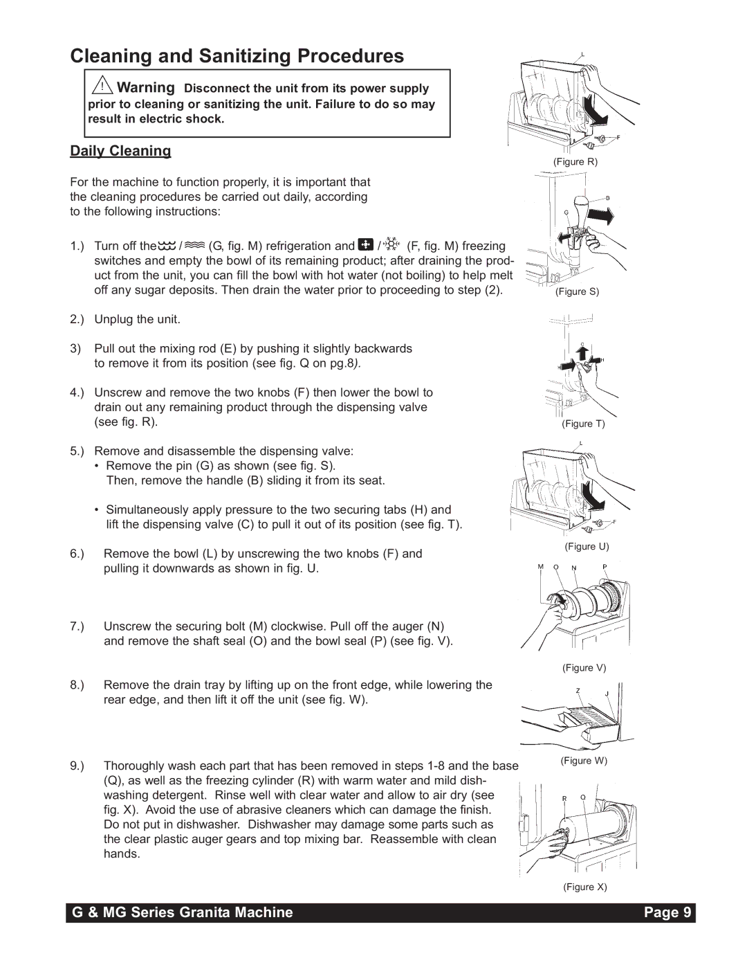 Grindmaster MG236-2B, MG23-2B, MG235-2B instruction manual Cleaning and Sanitizing Procedures, Daily Cleaning 