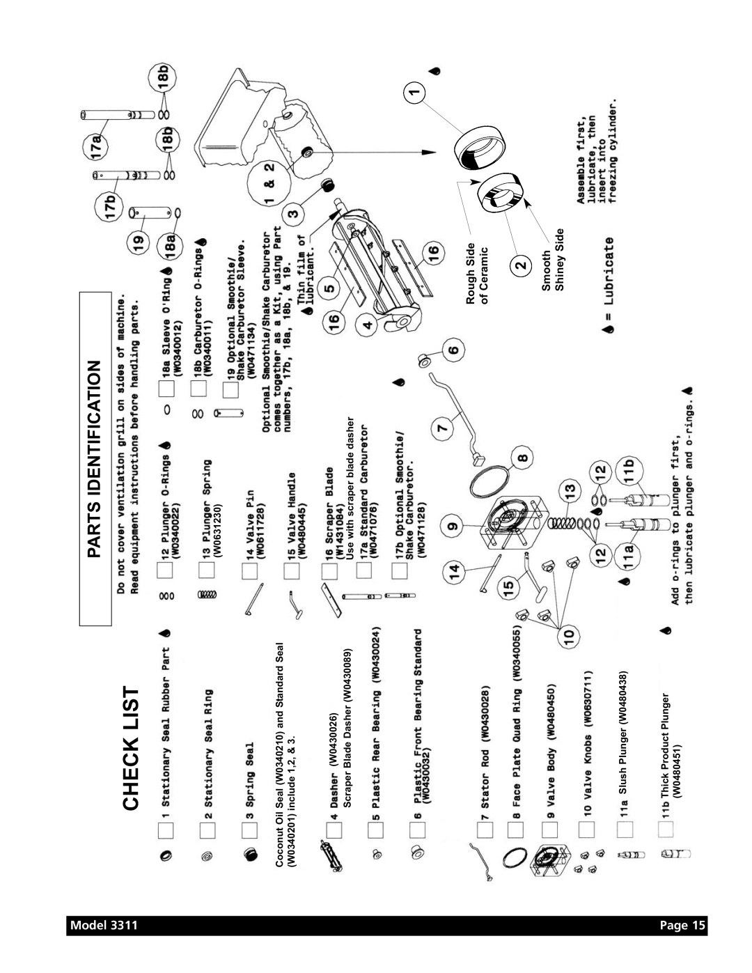 Grindmaster Model 3311 manual Check List 