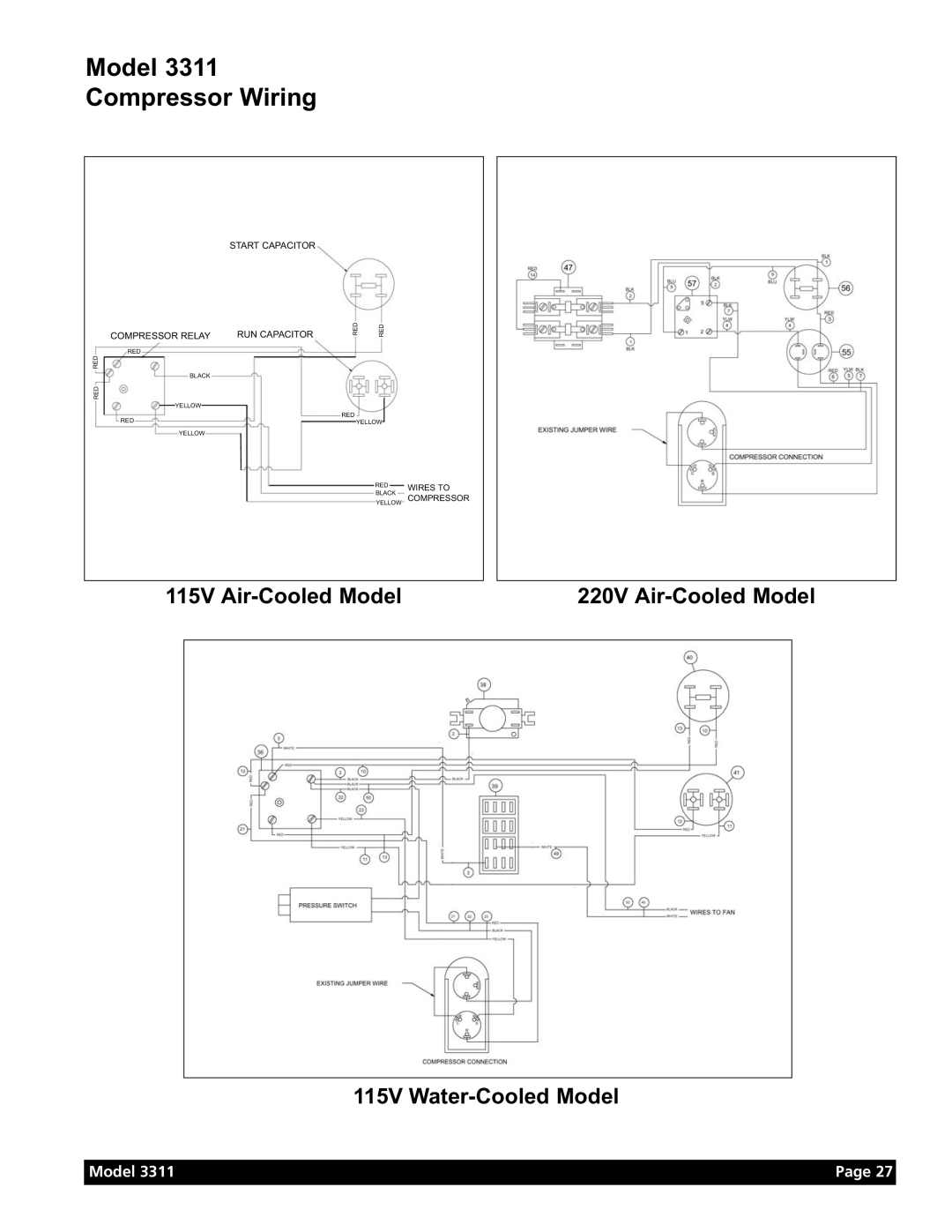 Grindmaster manual Model 3311 Compressor Wiring 