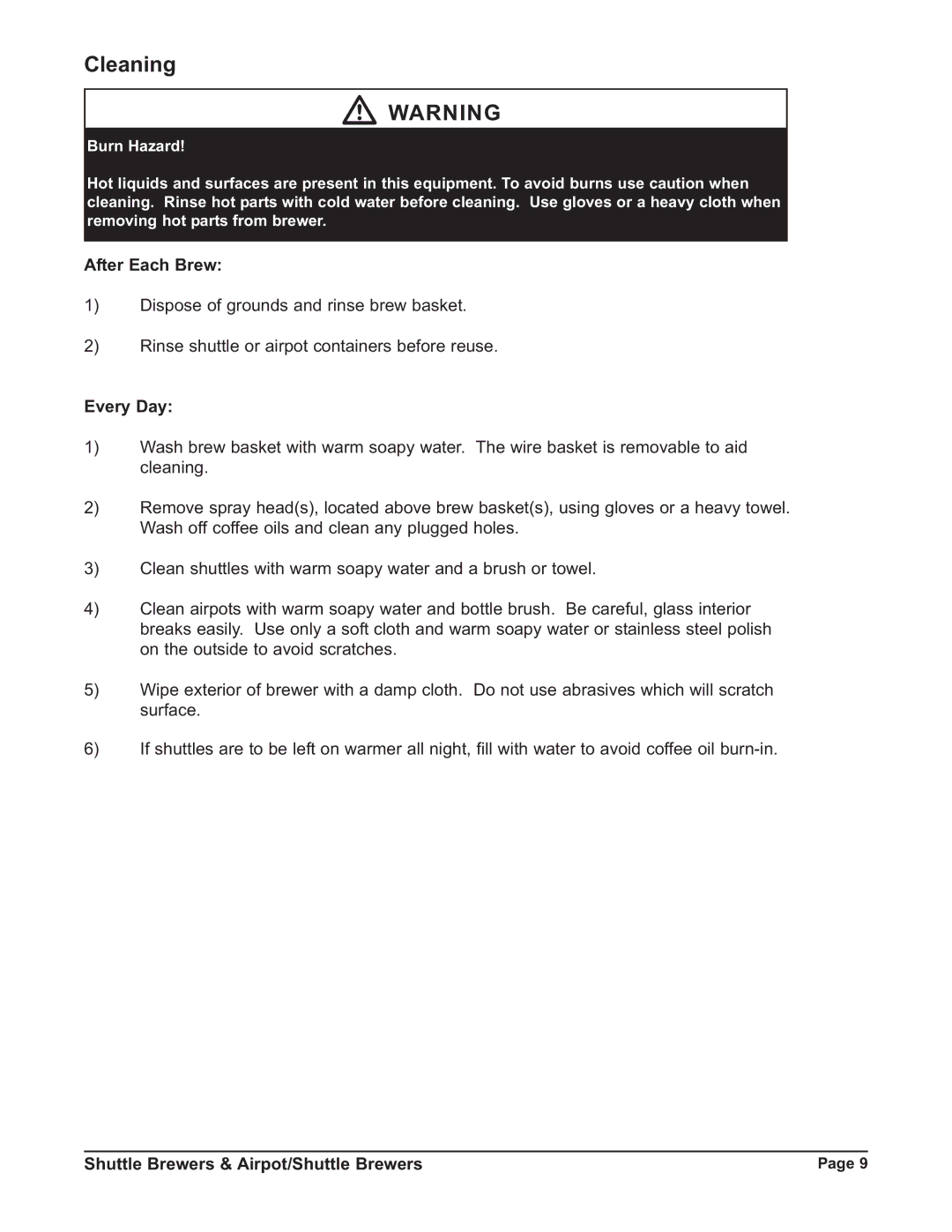 Grindmaster P400ESHP instruction manual Cleaning, After Each Brew, Every Day 